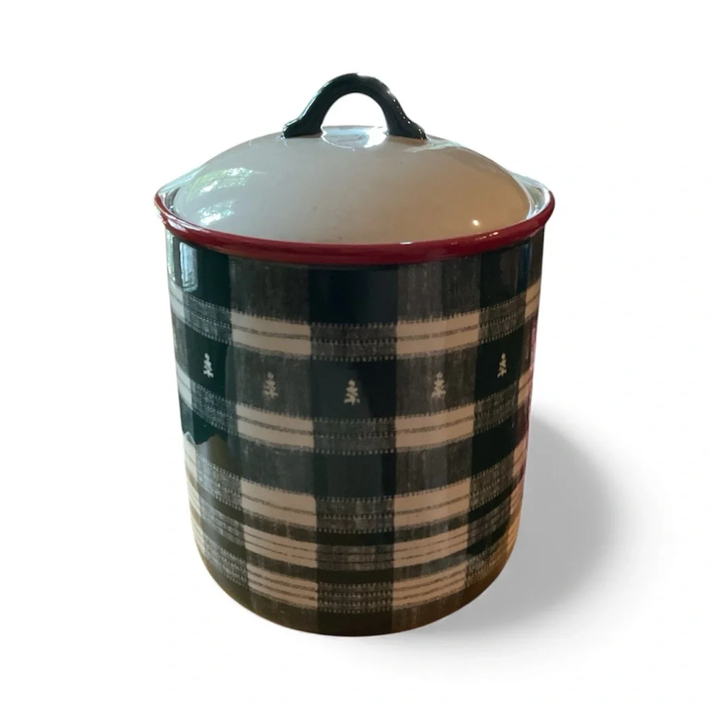 Stoneware Reactive Glaze Cookie Jar Green Plaid - Hearth & Hand Magnolia